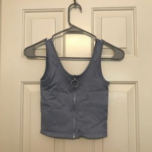 Bella Seamless Blue Zip Up Crop Top - S/M